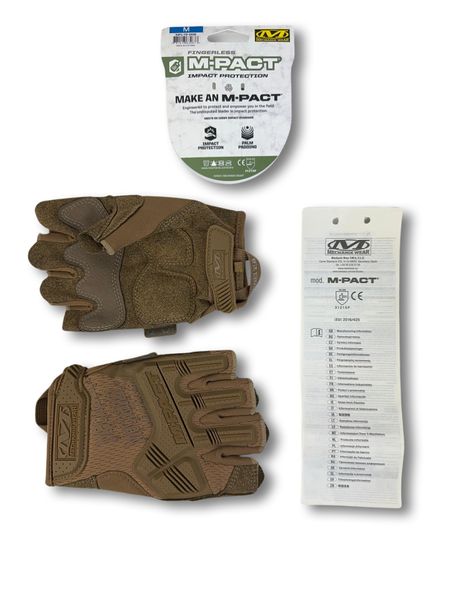 Тактичні безпалі рукавички MECHANIX M-PACT® Fingerless Койот Розмір M MFL-72-M фото