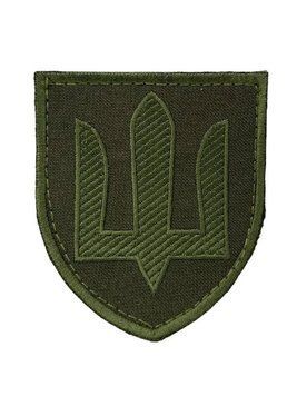 Шеврон ЗСУ Сухопутні війська (тризуб зелена нитка) Олива NTZ-2 фото