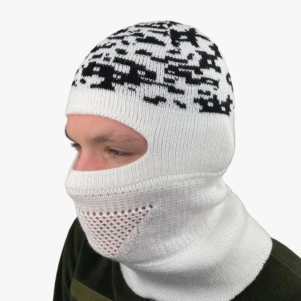 Winter balaclava hat with mesh white Camouflage BSH-02-4 photo
