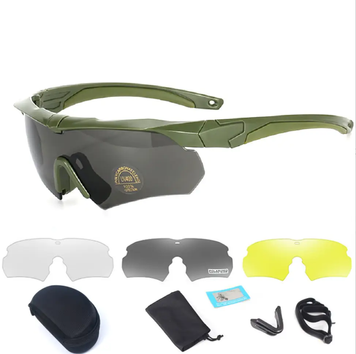 Тактичні захисні окуляри Crossbow Polarized із трьома змінними лінзами Олива 156-00012-O фото