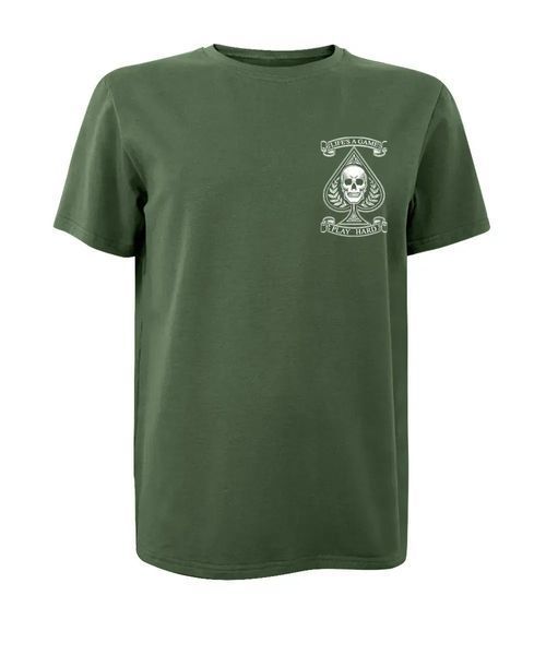 Футболка з принтом "Sniper skull life`s a game" (кулір) Олива XL(50) 141-00328-O фото